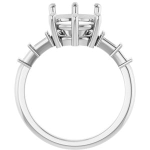10K White Gold 14x10 mm Elongated Cushion Ring Mounting – image 4