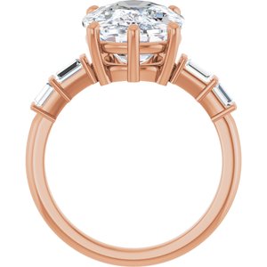 18K Rose Gold 14x10 mm Elongated Cushion Ring Mounting – image 3