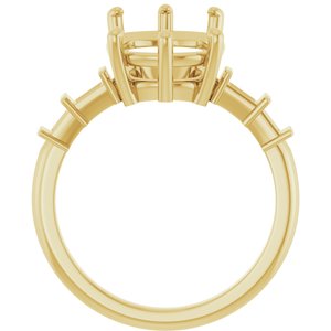 10K Yellow Gold 14x10 mm Elongated Cushion Ring Mounting – image 4