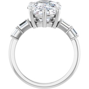18K White Gold 14x10 mm Elongated Cushion Ring Mounting – image 3