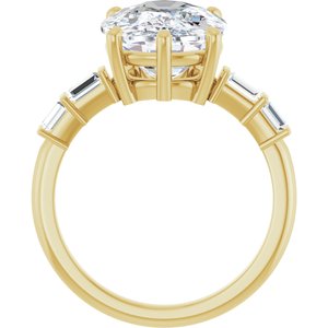 10K Yellow Gold 14x10 mm Elongated Cushion Ring Mounting – image 3