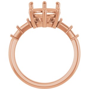 18K Rose Gold 14x10 mm Elongated Cushion Ring Mounting – image 4