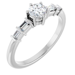 Sterling Silver 4.4 mm Round Ring Mounting