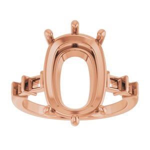 10K Rose Gold 14x10 mm Elongated Cushion Ring Mounting – image 6