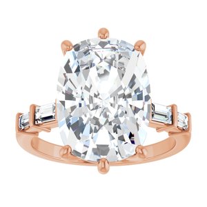 10K Rose Gold 14x10 mm Elongated Cushion Ring Mounting – image 5