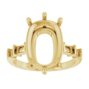 10K Yellow Gold 14x10 mm Elongated Cushion Ring Mounting – image 6