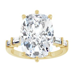 10K Yellow Gold 14x10 mm Elongated Cushion Ring Mounting – image 5