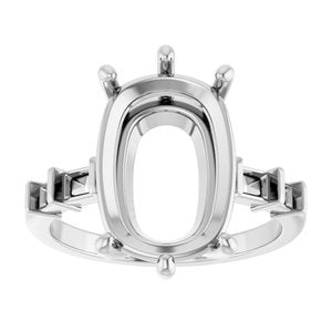 14K X1 White Gold 14x10 mm Elongated Cushion Ring Mounting – image 6
