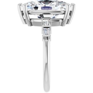 10K White Gold 14x10 mm Elongated Cushion Ring Mounting – image 7