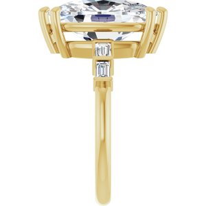 18K Yellow Gold 14x10 mm Elongated Cushion Ring Mounting – image 7