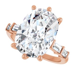 10K Rose Gold 14x10 mm Elongated Cushion Ring Mounting – image 8