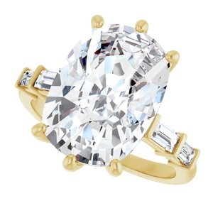 10K Yellow Gold 14x10 mm Elongated Cushion Ring Mounting – image 8