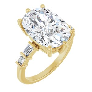 18K Yellow Gold 14x10 mm Elongated Cushion Ring Mounting