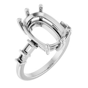 Continuum Sterling Silver 14x10 mm Elongated Cushion Ring Mounting – image 2