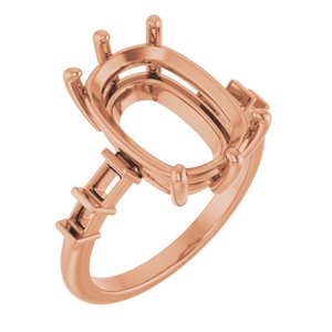 18K Rose Gold 14x10 mm Elongated Cushion Ring Mounting – image 2
