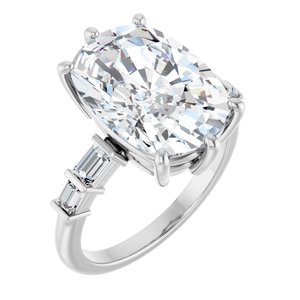 Platinum 14x10 mm Elongated Cushion Ring Mounting
