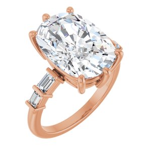 18K Rose Gold 14x10 mm Elongated Cushion Ring Mounting