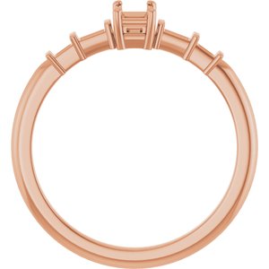 18K Rose Gold 4x2.5 mm Straight Baguette Ring Mounting – image 4