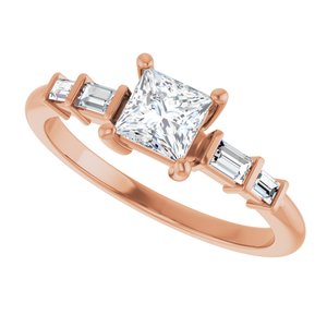 10K Rose Gold 4.5x4.5 mm Square Ring Mounting – image 8