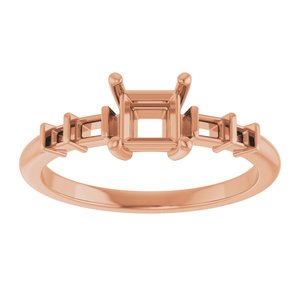 10K Rose Gold 4.5x4.5 mm Square Ring Mounting – image 6