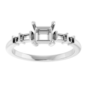 14K X1 White Gold 4.5x4.5 mm Square Ring Mounting – image 6