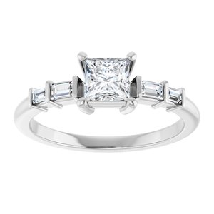 14K X1 White Gold 4.5x4.5 mm Square Ring Mounting – image 5