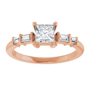 14K Rose Gold 4.5x4.5 mm Square Ring Mounting – image 5