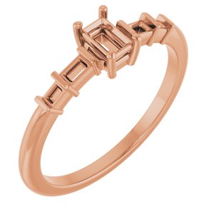 10K Rose Gold 4x2.5 mm Straight Baguette Ring Mounting – image 2