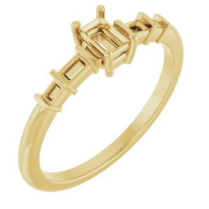 10K Yellow Gold 4x2.5 mm Straight Baguette Ring Mounting – image 2