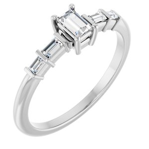 Platinum 4x2.5 mm Straight Baguette Ring Mounting