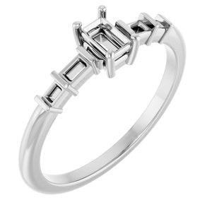 14K X1 White Gold 4x2.5 mm Straight Baguette Ring Mounting – image 2