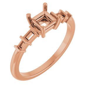 10K Rose Gold 4.5x4.5 mm Square Ring Mounting – image 2