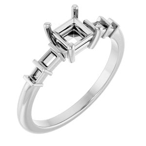 14K X1 White Gold 4.5x4.5 mm Square Ring Mounting – image 2