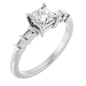 10K White Gold 4.5x4.5 mm Square Ring Mounting