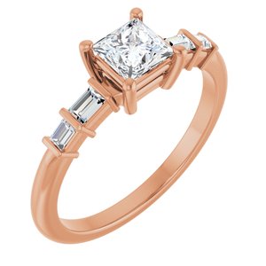 10K Rose Gold 4.5x4.5 mm Square Ring Mounting