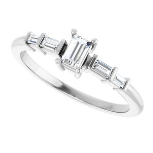 10K White Gold 4x2.5 mm Straight Baguette Ring Mounting – image 8