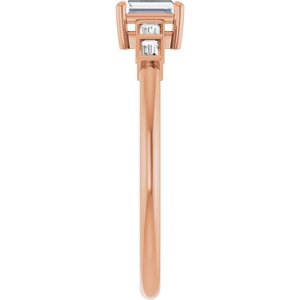 18K Rose Gold 4x2.5 mm Straight Baguette Ring Mounting – image 7