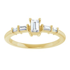 10K Yellow Gold 4x2.5 mm Straight Baguette Ring Mounting – image 5