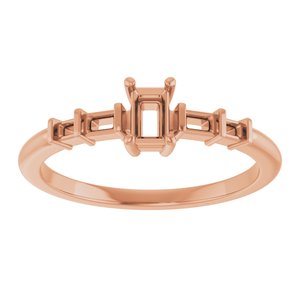 14K Rose Gold 4x2.5 mm Straight Baguette Ring Mounting – image 6