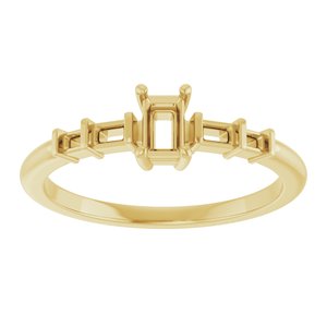 18K Yellow Gold 4x2.5 mm Straight Baguette Ring Mounting – image 6