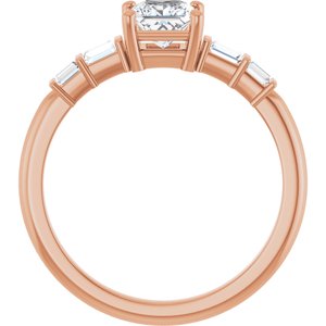 18K Rose Gold 4.5x4.5 mm Square Ring Mounting – image 3