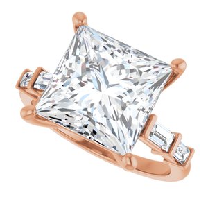 10K Rose Gold 10x10 mm Square Ring Mounting – image 8