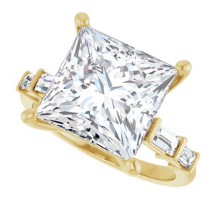 18K Yellow Gold 10x10 mm Square Ring Mounting – image 8
