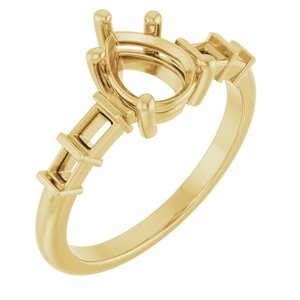 18K Yellow Gold 8x6 mm Pear Ring Mounting – image 2
