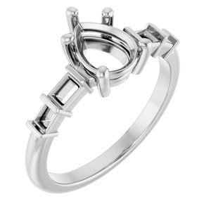 14K White Gold 8x6 mm Pear Ring Mounting – image 2