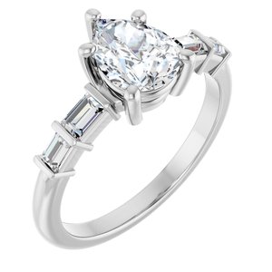 18K White Gold 8x6 mm Pear Ring Mounting