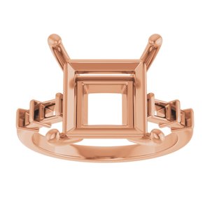 10K Rose Gold 10x10 mm Square Ring Mounting – image 6
