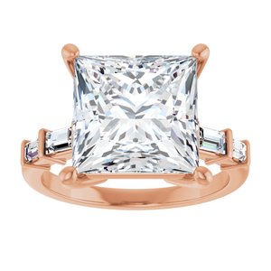 18K Rose Gold 10x10 mm Square Ring Mounting – image 5