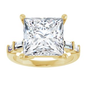 18K Yellow Gold 10x10 mm Square Ring Mounting – image 5