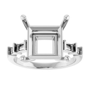 Sterling Silver 10x10 mm Square Ring Mounting – image 6
